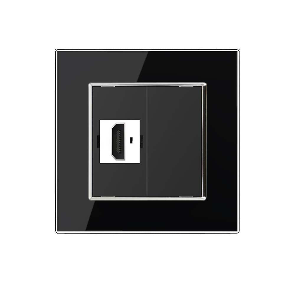 Livolo einfaches, schwarzes HDMI-Modul mit Glasrahmen