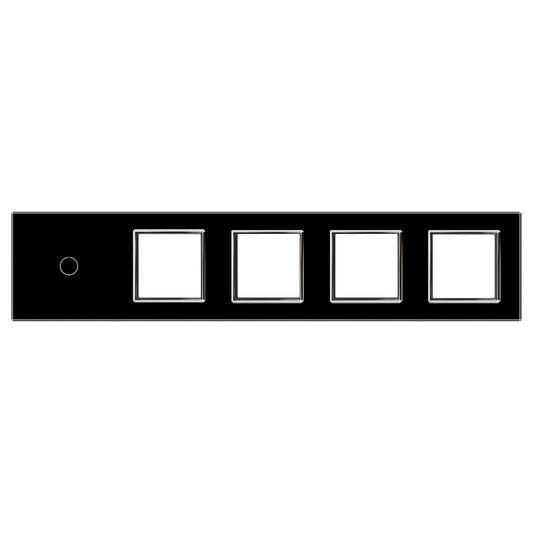 Fünffache, schwarze Glasblende für 1 Touch-Schalter + 4 Module