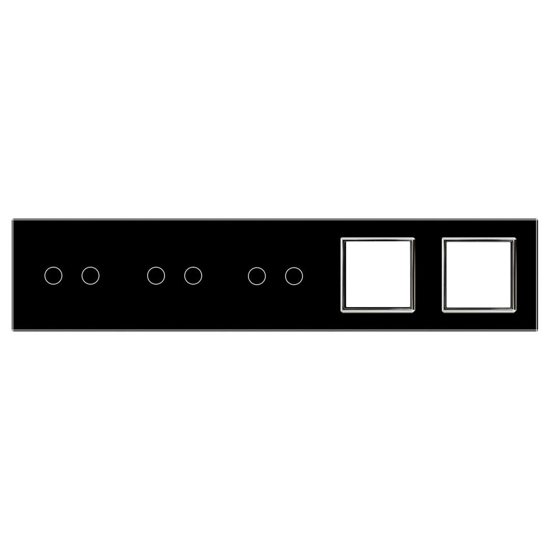 Fünffache, schwarze Glasblende für 3 2-fache Touch-Schalter + 2 Module