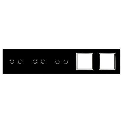 Fünffache, schwarze Glasblende für 3 2-fache Touch-Schalter + 2 Module