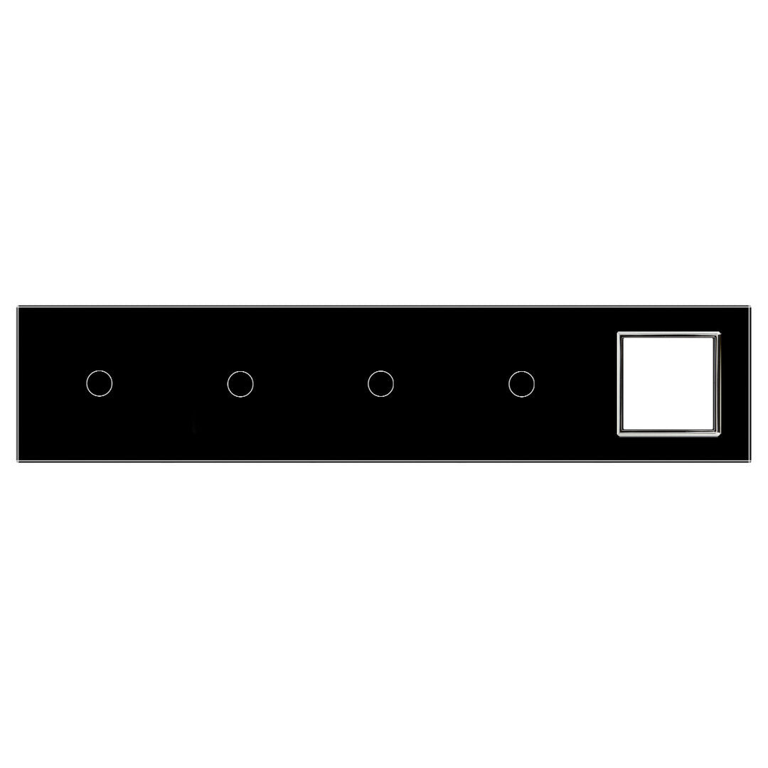 Fünffache, schwarze Glasblende für 4 einfache Touch-Schalter + Modul