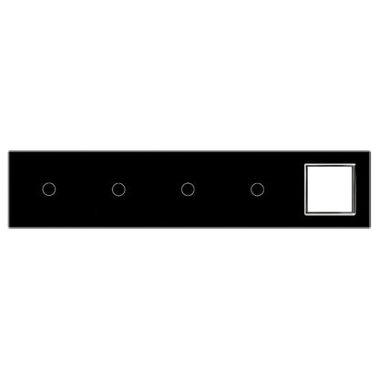 Fünffache, schwarze Glasblende für 4 einfache Touch-Schalter + Modul