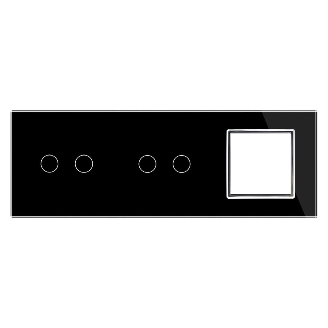 Dreifache, schwarze Glasblende für zweifache Touch-Schalter + Modul