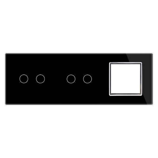 Dreifache, schwarze Glasblende für zweifache Touch-Schalter + Modul