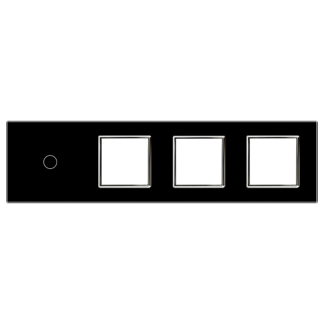 Vierfache, schwarze Glasblende für einen Touch-Schalter + drei Module