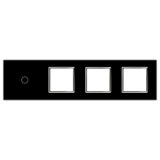 Vierfache, schwarze Glasblende für einen Touch-Schalter + drei Module