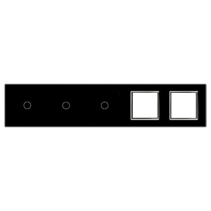 Fünffache, schwarze Glasblende für 3 1-fache Touch-Schalter + 2 Module