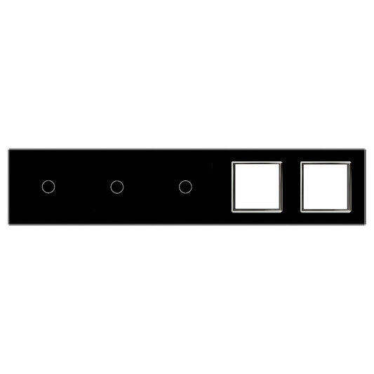 Fünffache, schwarze Glasblende für 3 1-fache Touch-Schalter + 2 Module