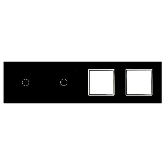 Vierfache, schwarze Glasblende für zwei Touch-Schalter + zwei Module