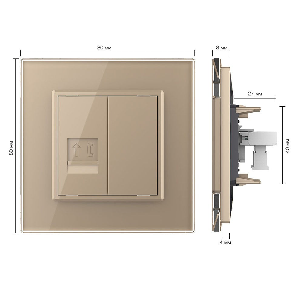 Livolo einfaches, goldenes Telefon-Modul mit Glasrahmen