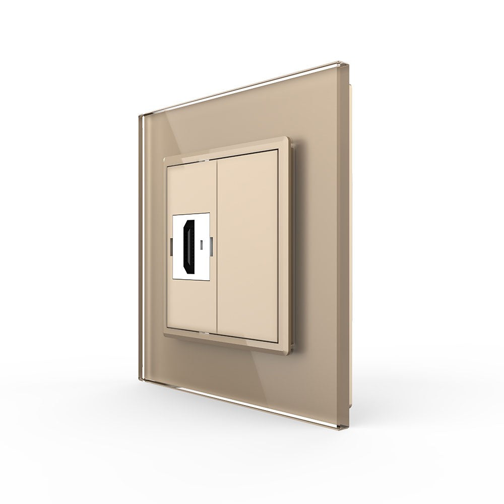 Livolo einfaches, goldenes HDMI-Modul mit Glasrahmen