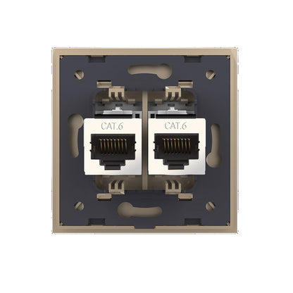Livolo zweifaches, goldenes LAN-Modul mit Glasrahmen