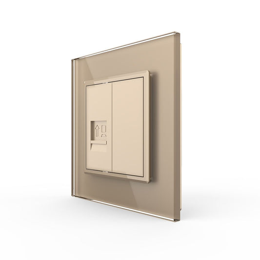 Einfaches LAN-Modul CAT6A RJ45 mit goldenem Glasrahmen