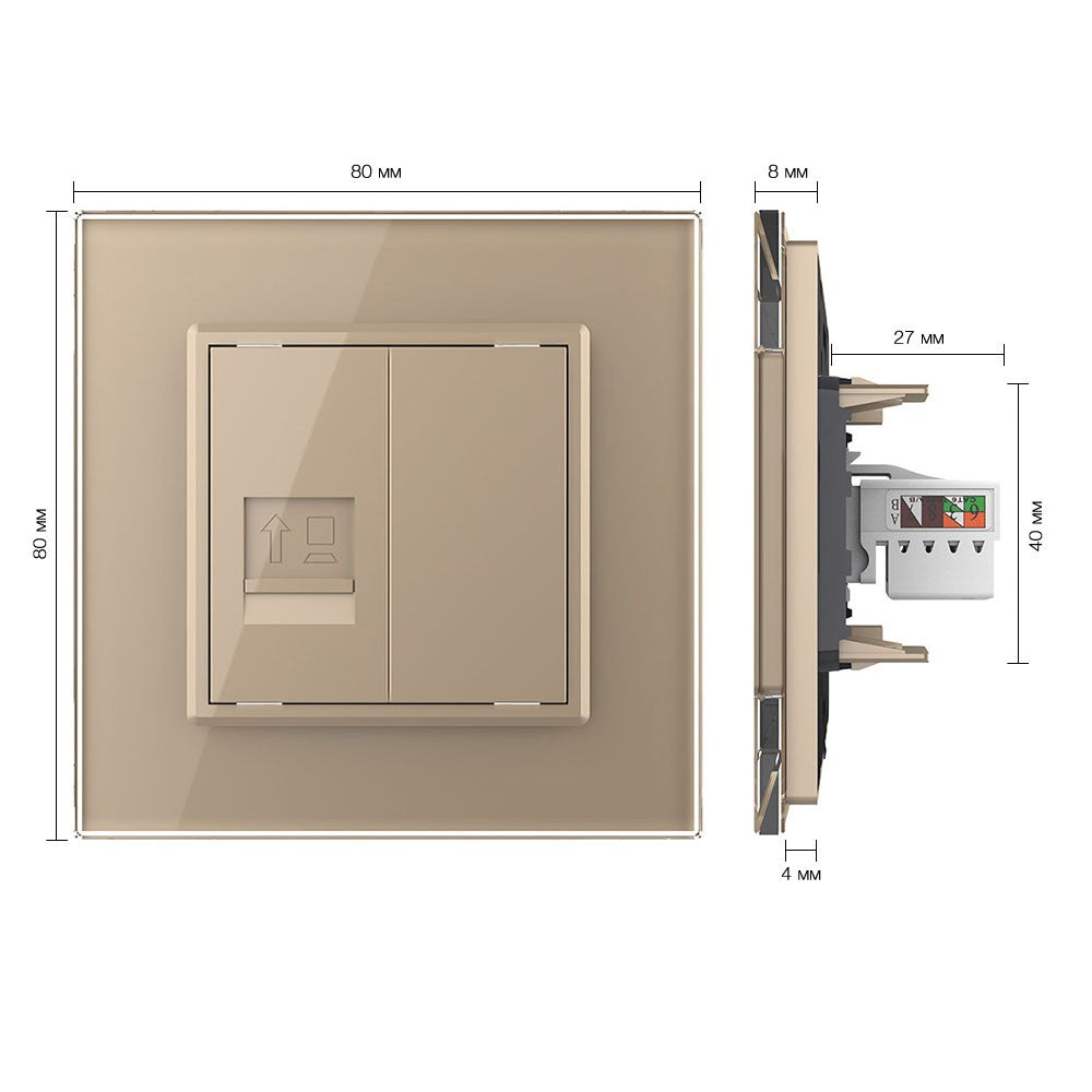 Livolo einfaches, goldenes LAN-Modul mit Glasrahmen
