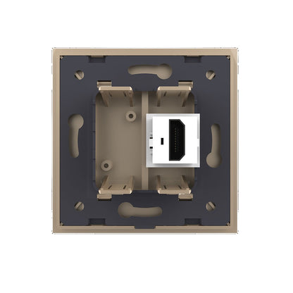 Livolo einfaches, goldenes HDMI-Modul mit Glasrahmen