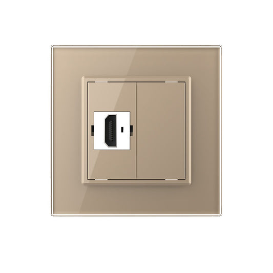 Livolo einfaches, goldenes HDMI-Modul mit Glasrahmen