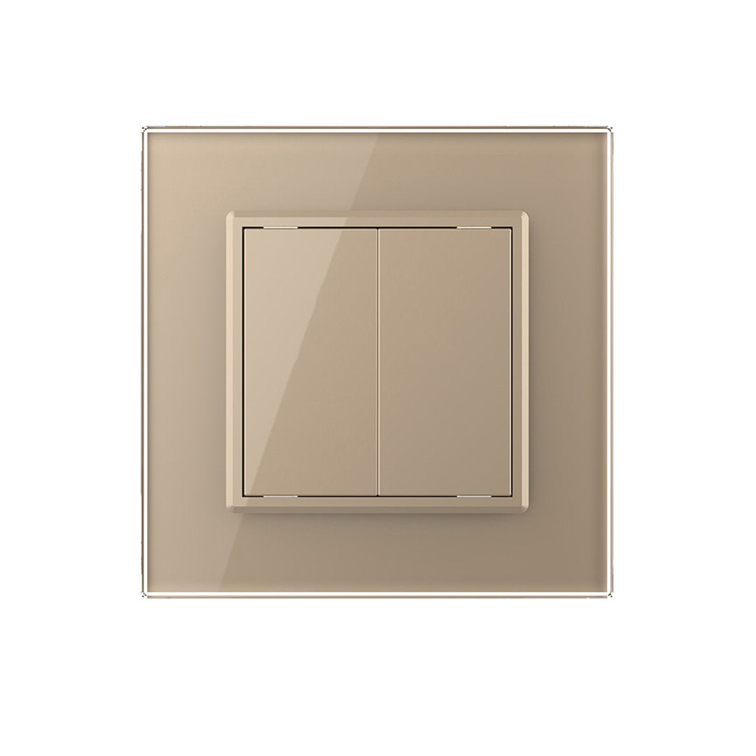 Zweifacher Wipp-Taster mit goldenem Glasrahmen