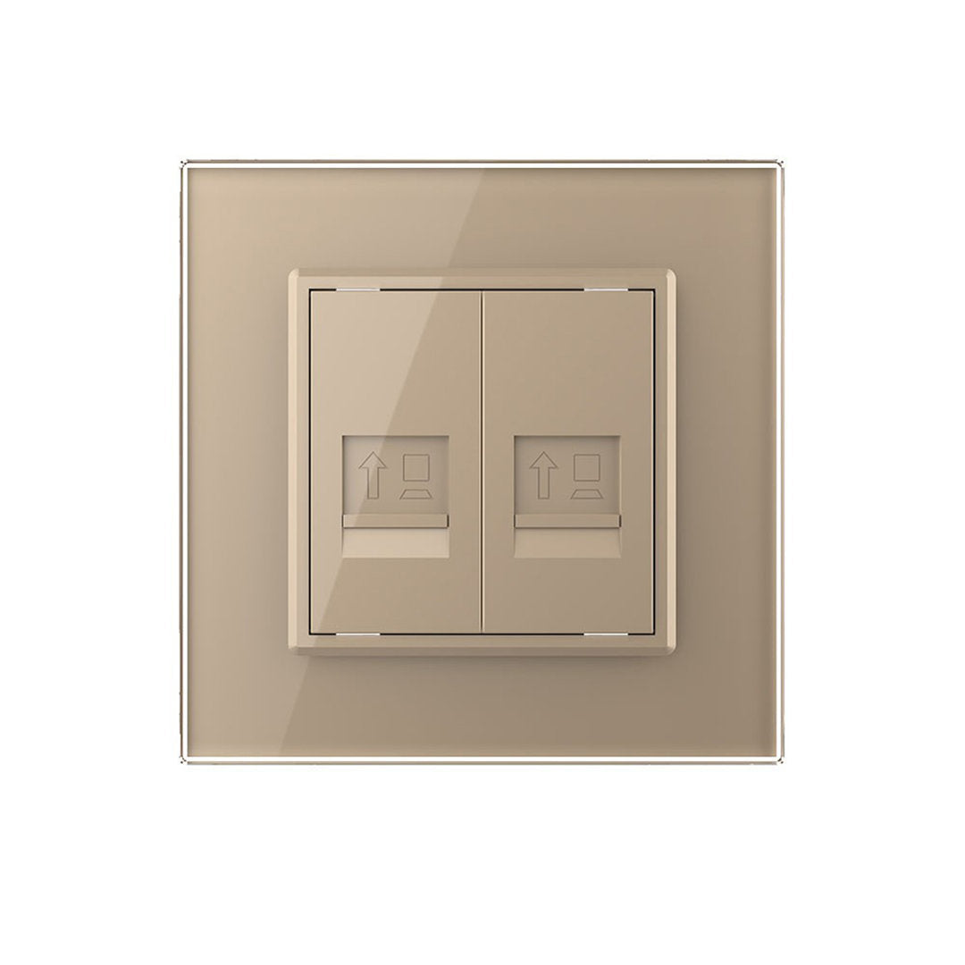 Livolo zweifaches, goldenes LAN-Modul mit Glasrahmen