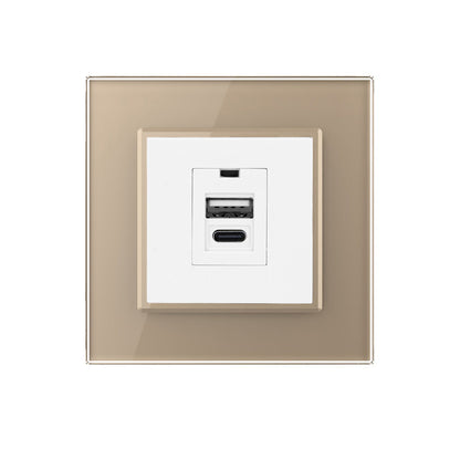 Ladestation USB-C&A in weiß mit goldener Glasblende