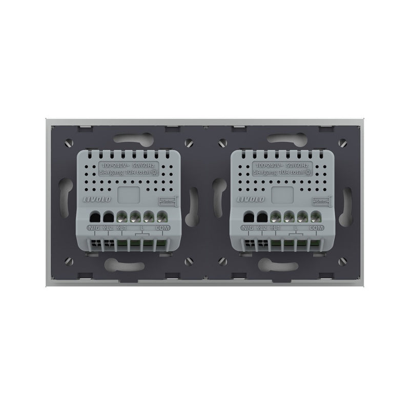 Livolo Kombination zweier Dimmer mit Glasblende in Grau