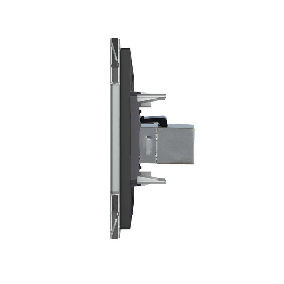 Livolo zweifaches, graues LAN-Modul Durchgang mit Glasblende