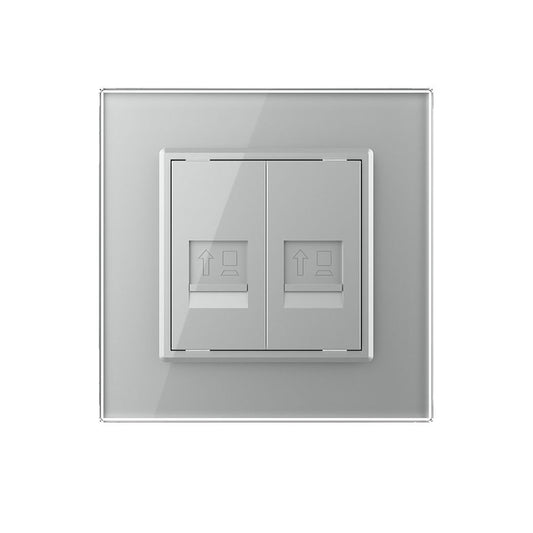Livolo zweifaches, graues LAN-Modul Durchgang mit Glasblende
