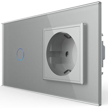 Livolo Kombination Touch-Lichtschalter und Steckdosen Glas in Grau