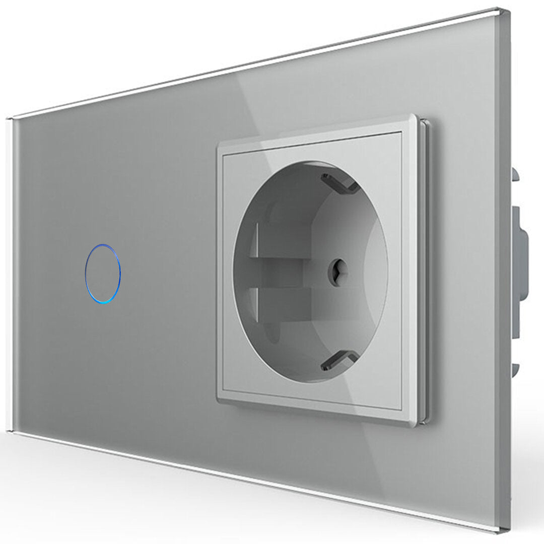 Livolo Kombination aus Wechselschalter und Steckdose in grau