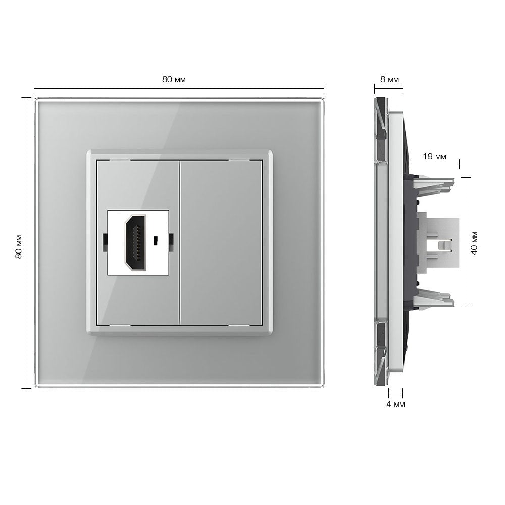 Livolo einfaches, graues HDMI-Modul mit Glasrahmen
