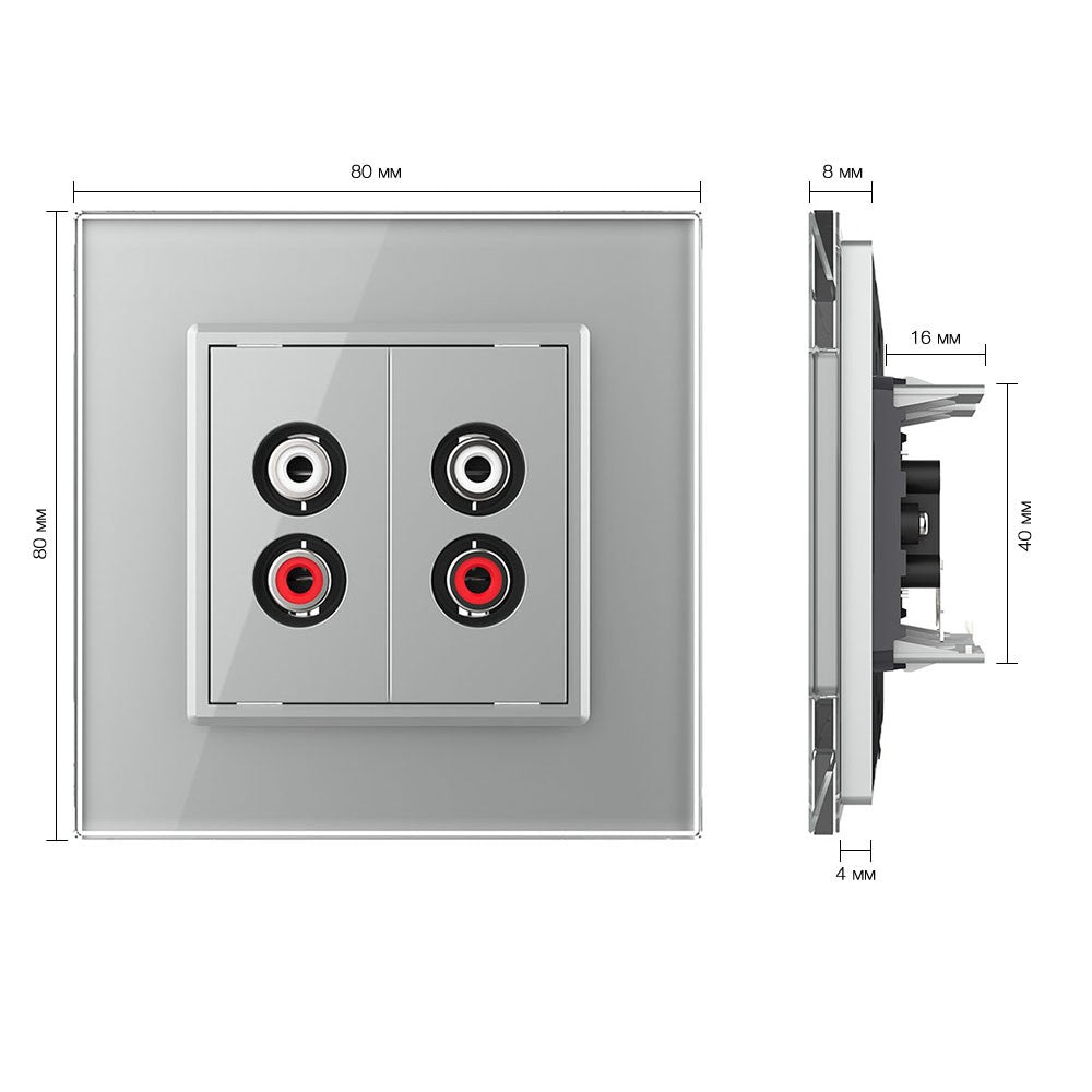 Livolo zweifaches, graues Audio-Modul mit Glasrahmen