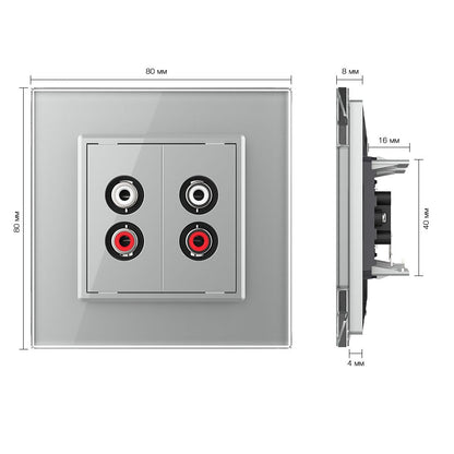 Livolo zweifaches, graues Audio-Modul mit Glasrahmen