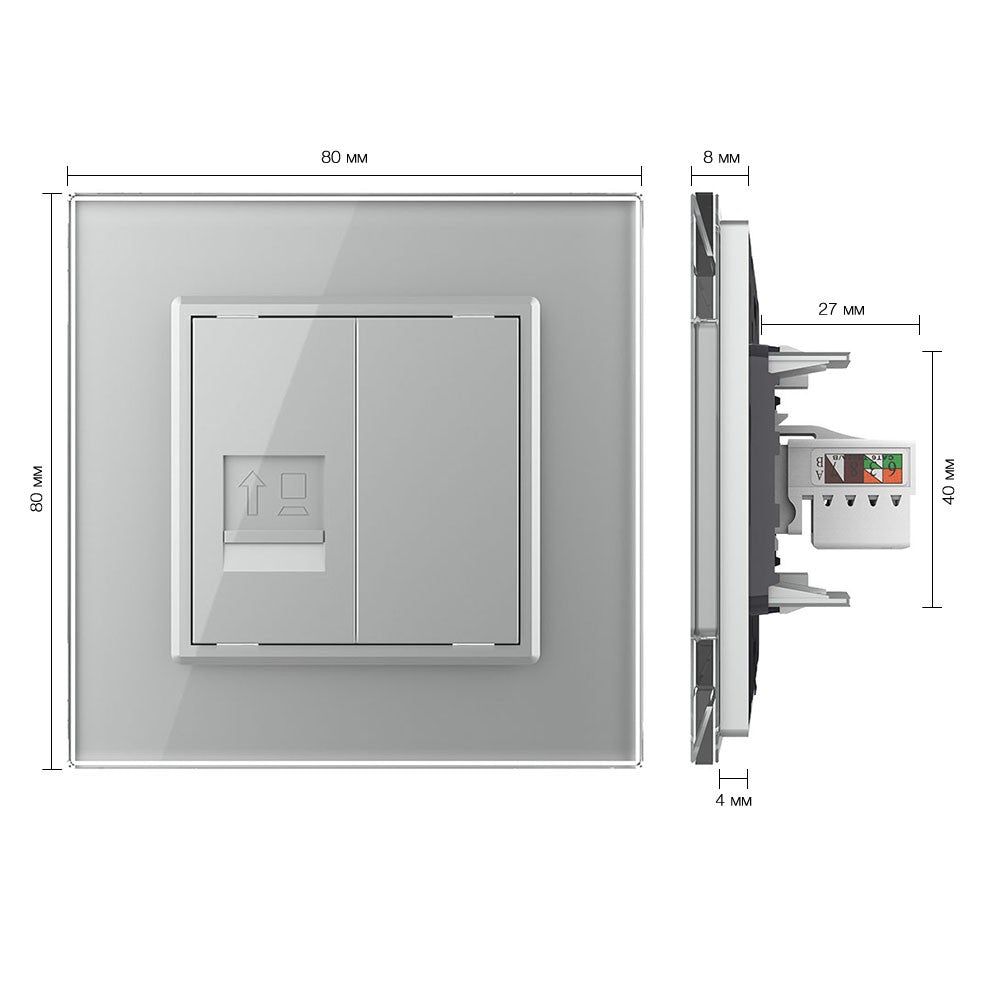 Livolo einfaches, graues LAN-Modul CAT6 mit Glasrahmen