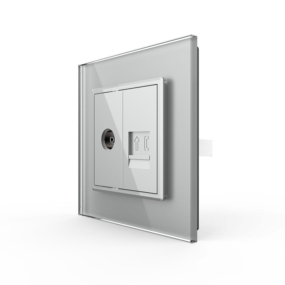Livolo Modul-Kombination aus Telefon-/TV-Anschluss in grau