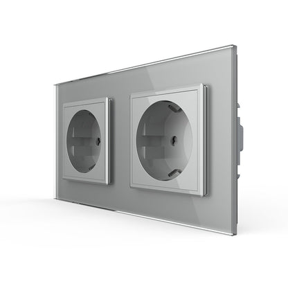 Livolo zweier Steckdose mit Glasblende in Grau