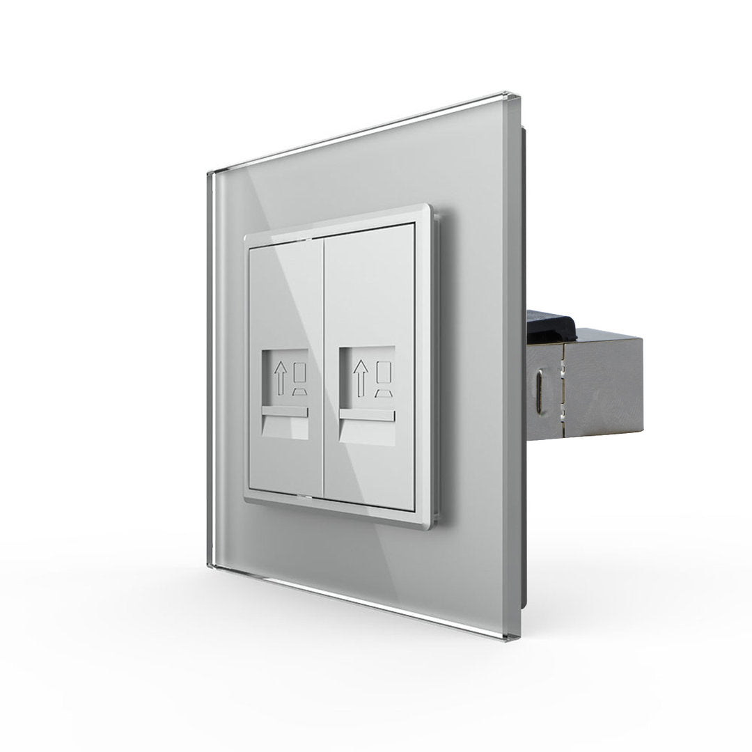 Livolo zweifaches, graues LAN-Modul Durchgang mit Glasblende