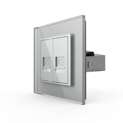 Livolo zweifaches, graues LAN-Modul Durchgang mit Glasblende