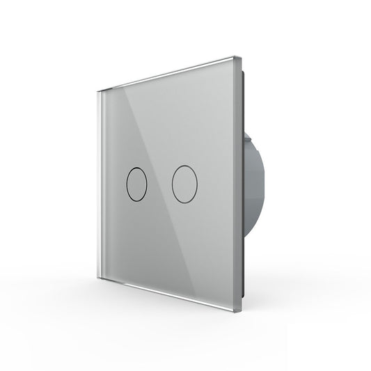 Livolo Touch-Taster zweifach für 12-24V mit Glasblende in Grau