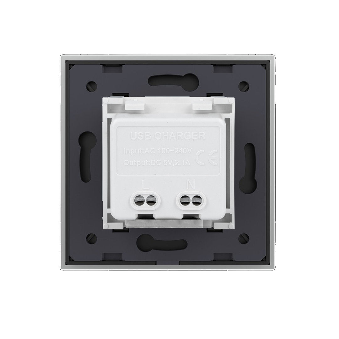 Livolo USB-C und USB-A Modul mit Glasblende in Grau