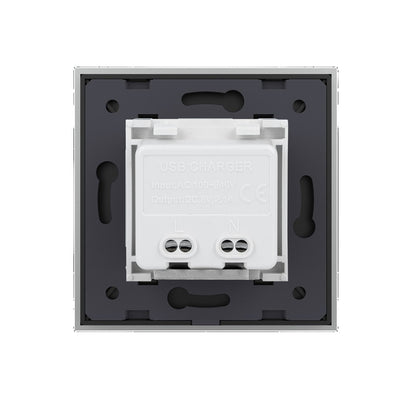 Livolo USB-C und USB-A Modul mit Glasblende in Grau