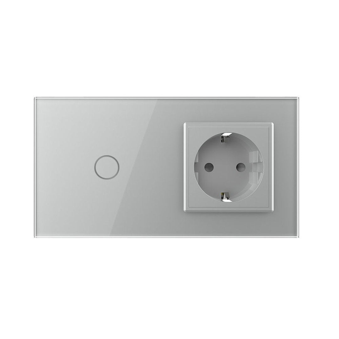Livolo Kombination Touch-Lichtschalter und Steckdosen Glas in Grau