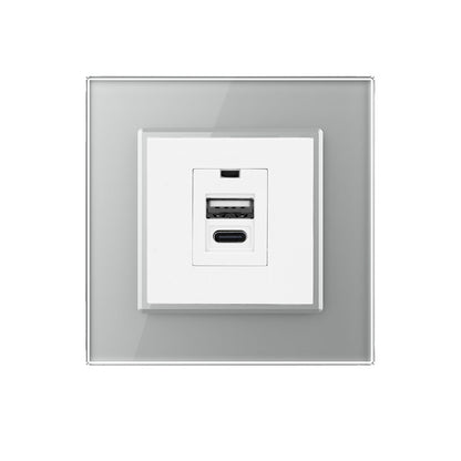 Livolo USB-C und USB-A Modul mit Glasblende in Grau