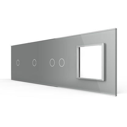LIVOLO Glasrahmen für Wandschalter und Wandsteckdosen in Grau Glas