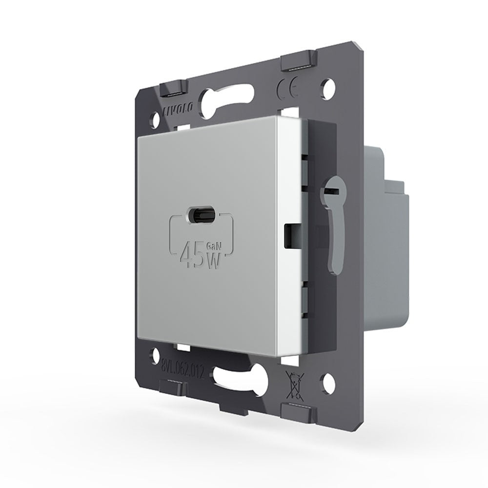 Livolo Modul USB-C Schnellladegerät 45W Grau VL-FCUC-2IP-M