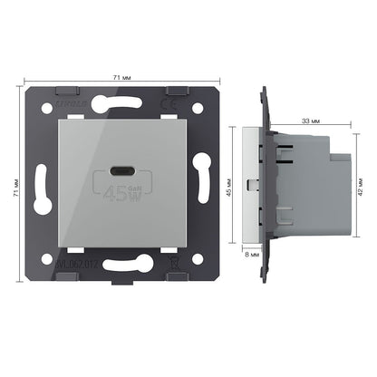Livolo Modul USB-C Schnellladegerät 45W Grau VL-FCUC-2IP-M