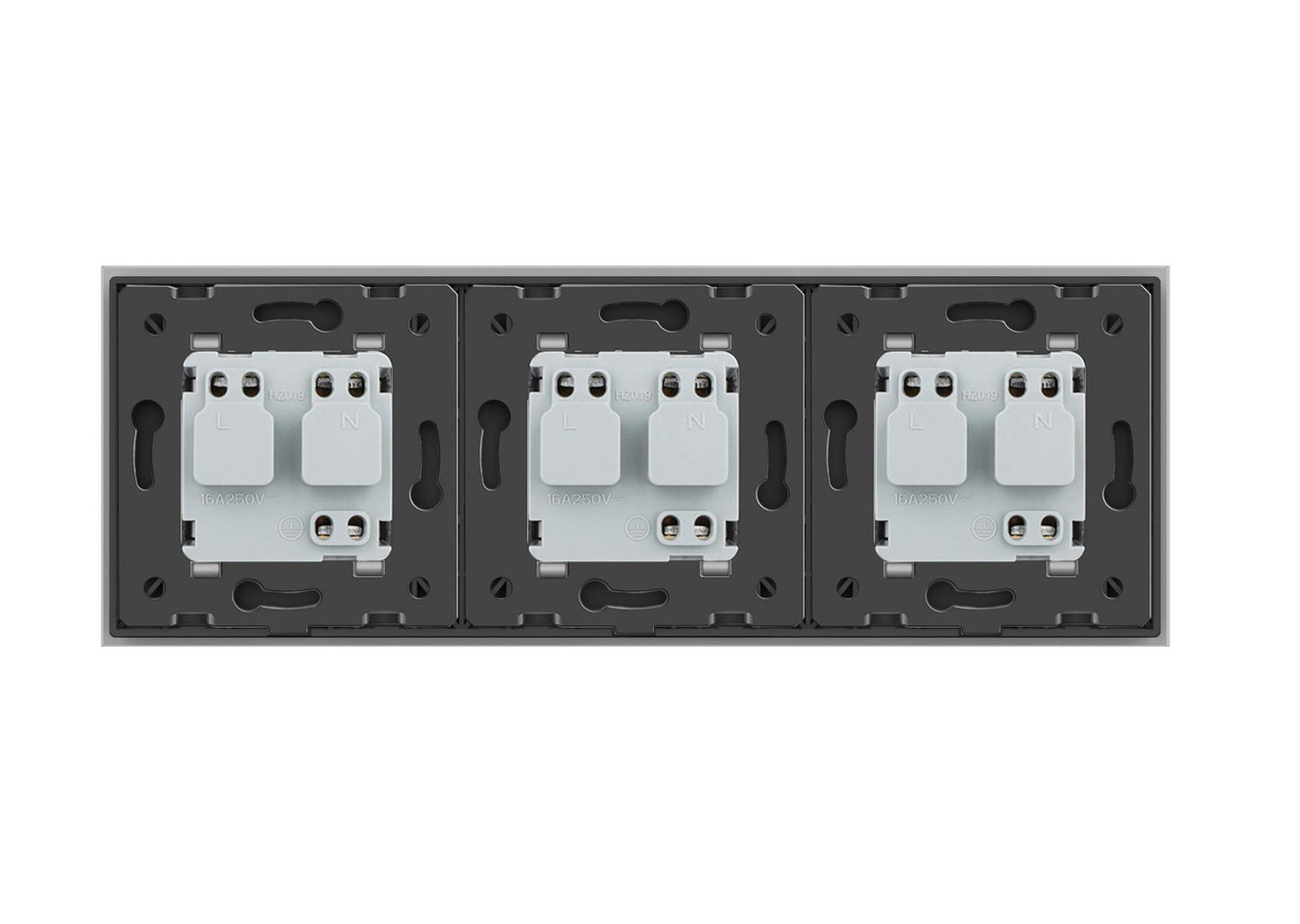 Livolo dreier Steckdose mit Glasblende in Grau