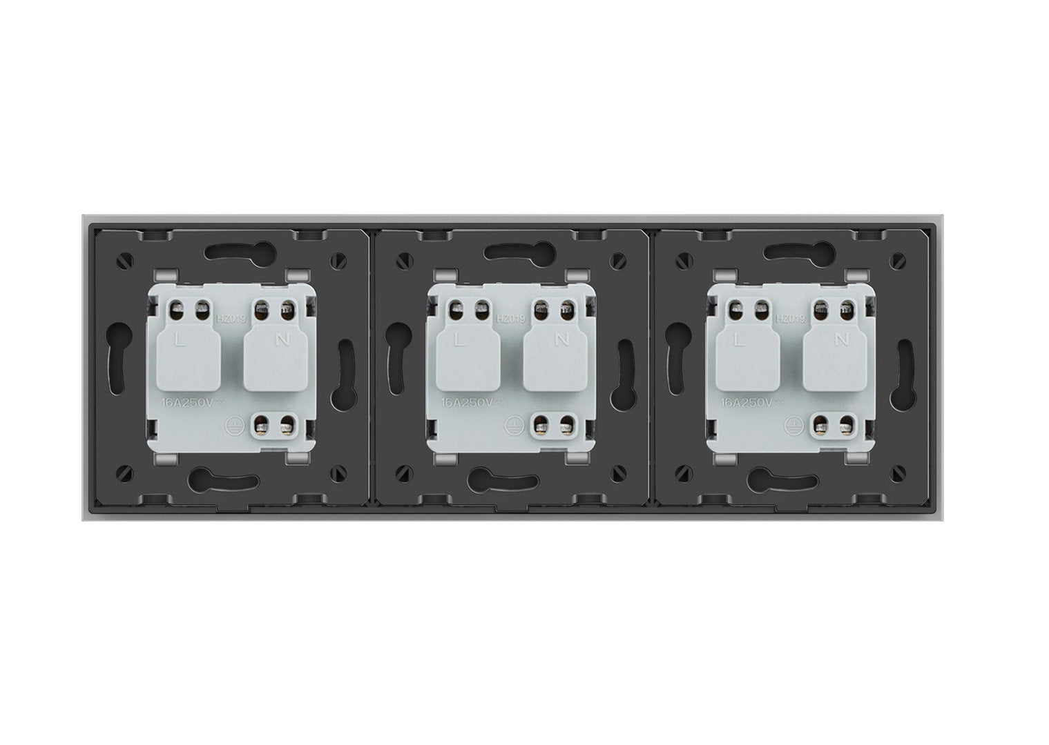 Livolo dreier Steckdose mit Glasblende in Grau