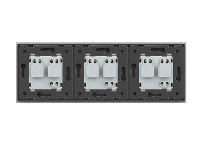 Livolo dreier Steckdose mit Glasblende in Grau