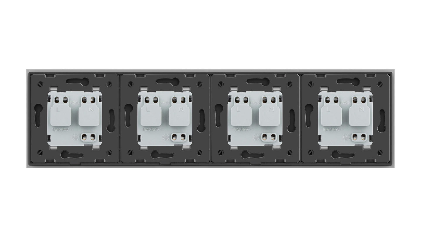 Livolo vierer Steckdose mit Glasblende in Grau