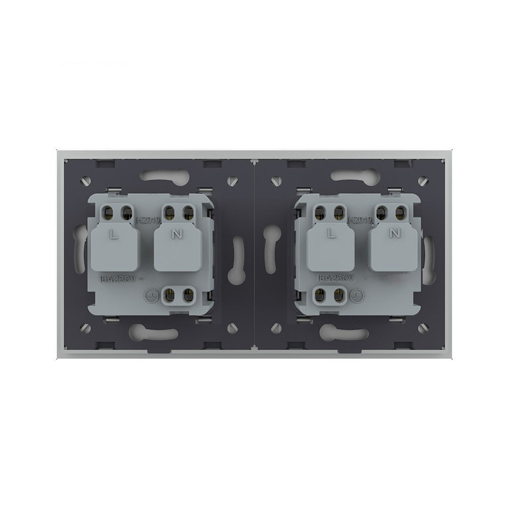 Livolo zweier Steckdose mit Glasblende in Grau