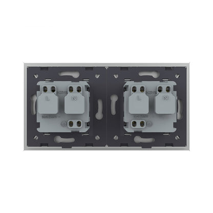 Livolo zweier Steckdose mit Glasblende in Grau